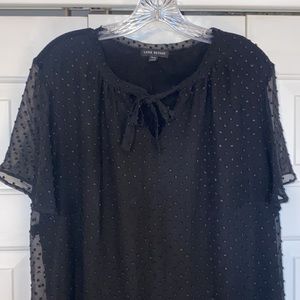 Lane Bryant-Size 14/16-Black Dress Shirt/Blouse-Sheer layer over black layer